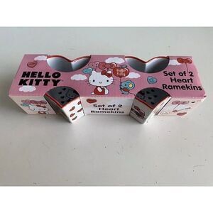 Set Of 2 Sanrio Hello Kitty Valentine Heart Shaped Ramekins Love Sunglasses NEW